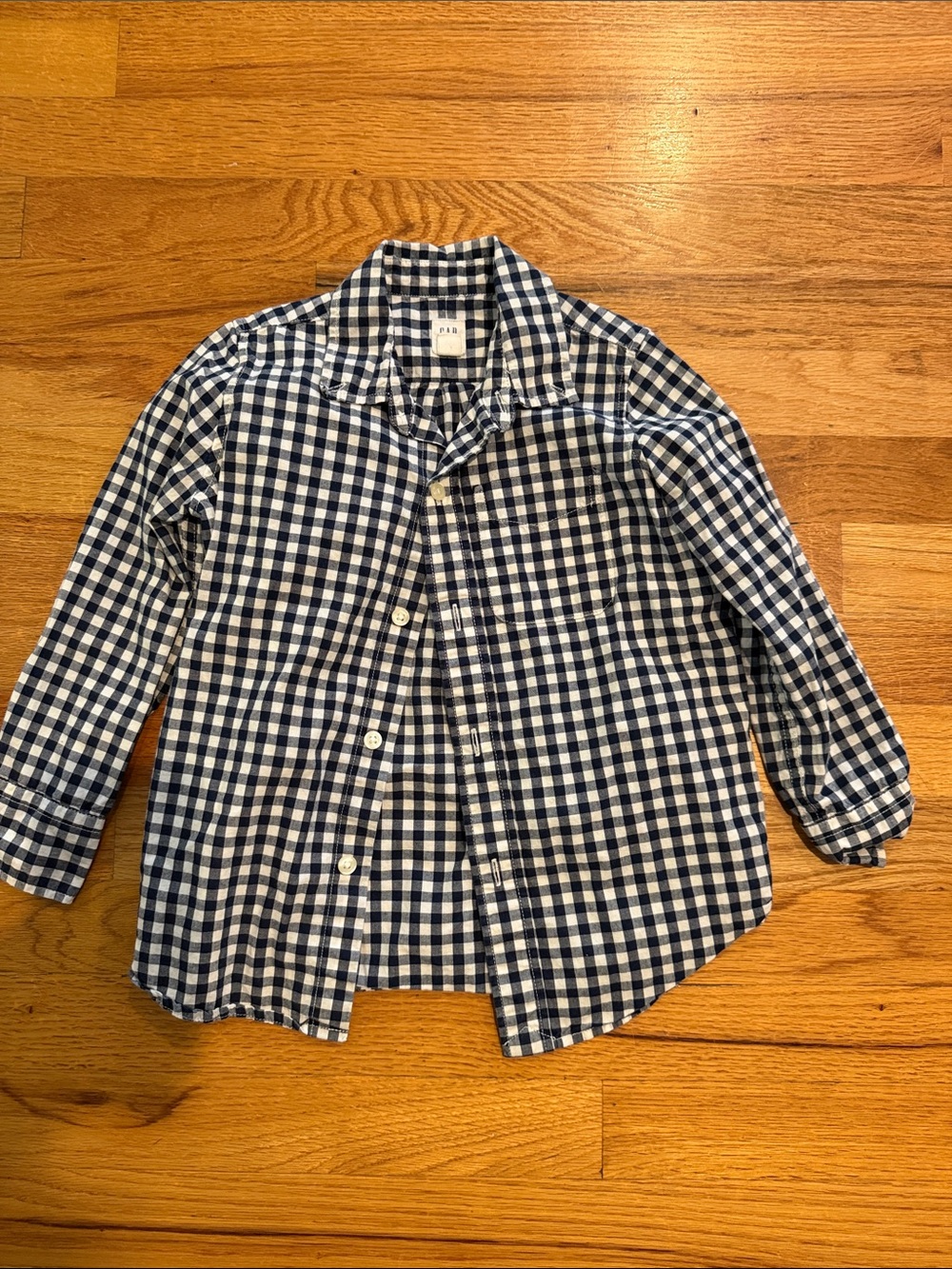 GAP Navy and White Gingham Button-Down Shirt